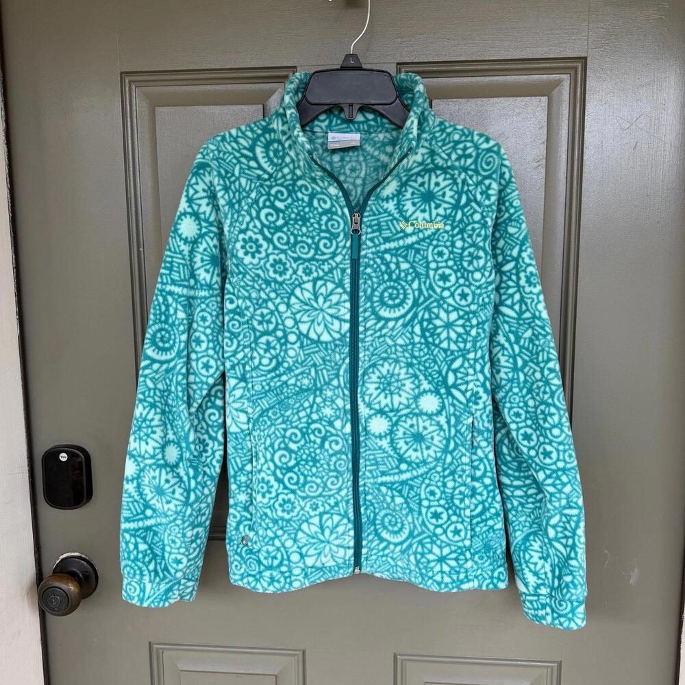 Columbia Benton Springs‎ Full-Zip Fleece Jacket Teal Mandala Size Large 14/16